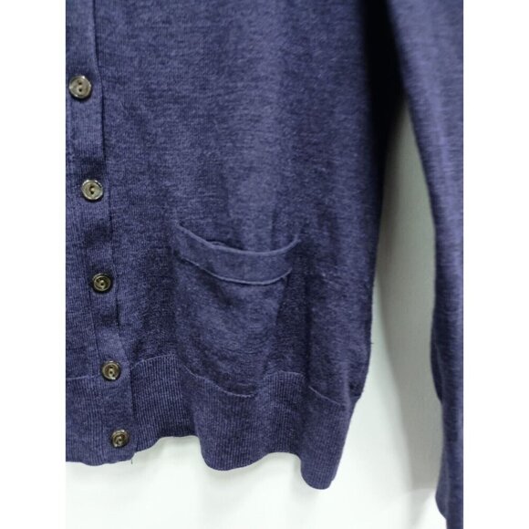 Banana Republic Womens Cardigan Size Small Blue Merino Wool Pockets Button Front - Picture 2 of 6